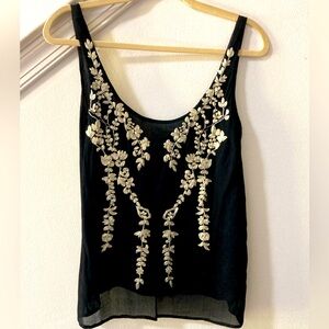 Embroidered Sleeveless Blouse H&M Sz 4 Black